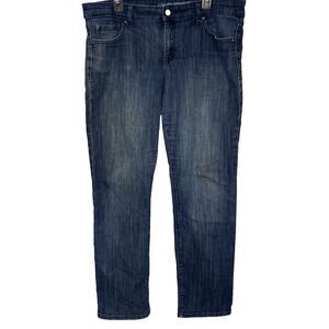 GAP Jeans Real Straight Classic Fit Stretch Dark Wash Denim Womens 16 33 Blue